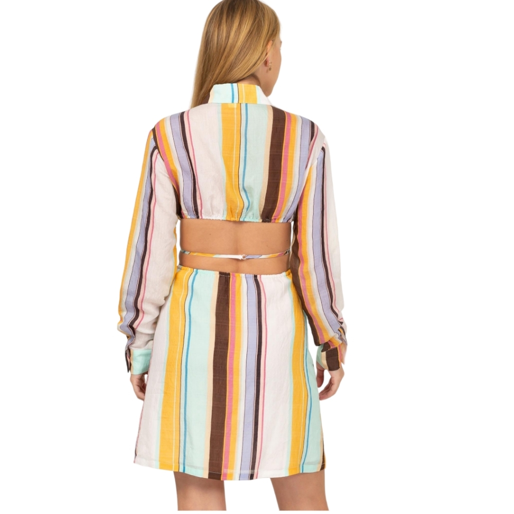 DRESS TO IMPRESS STRIPED BUTTON UP DRESS - Picture 3 of 3